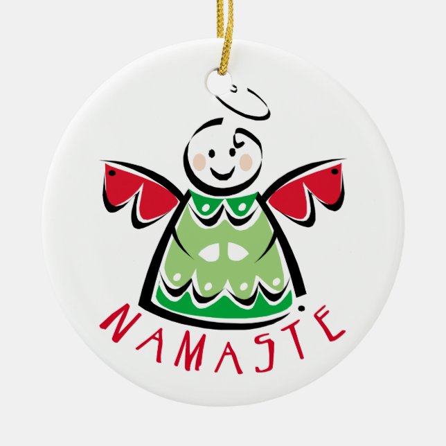 Adorno De Cerámica Navidades de Namaste Yoga Angel (Frente)