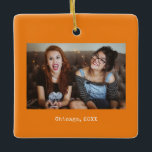Adorno De Cerámica Navidades de naranja Photo Keepsake<br><div class="desc">Simple naranja Boho Negrita Funny Minimalista Photo Keepsake Navidades de la cerámica Ornament,  un hermoso regalo personalizado para amigos,  familia,  pareja,  novia,  novio,  compañero de trabajo,  jefe y más.</div>