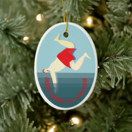 Adorno De Cerámica Navidades de natación divertidos y salvajes