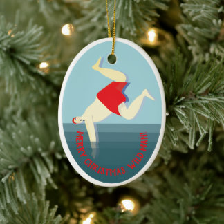 Adorno De Cerámica Navidades de natación divertidos y salvajes