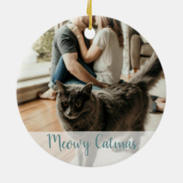 Adorno De Cerámica Navidades de Navidad Meowy, un felino enamorado