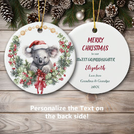 Adorno De Cerámica Navidades de nietas de Koala Bear Wreath