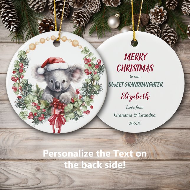Adorno De Cerámica Navidades de nietas de Koala Bear Wreath (Subido por el creador)