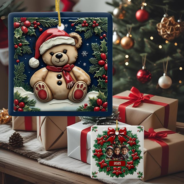 Adorno De Cerámica Navidades de nieve osos Personalizable (Subido por el creador)