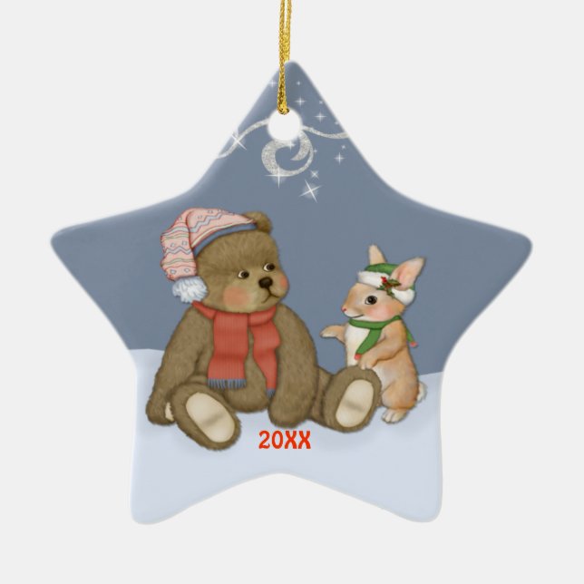 Adorno De Cerámica Navidades de nieve Teddy (Frente)