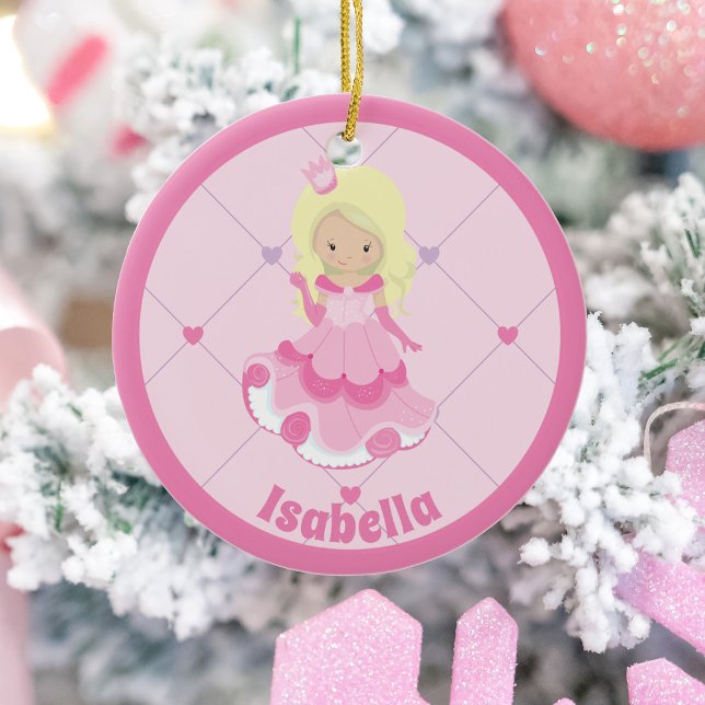 Adorno De Cerámica Navidades de niños Personalizados princesas rosada (Subido por el creador)