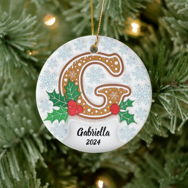 Adorno De Cerámica Navidades de nombre personalizado de la letra G (Árbol)