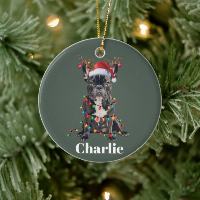 Adorno De Cerámica Navidades de nombre personalizados Perro de Bulldo (Árbol)