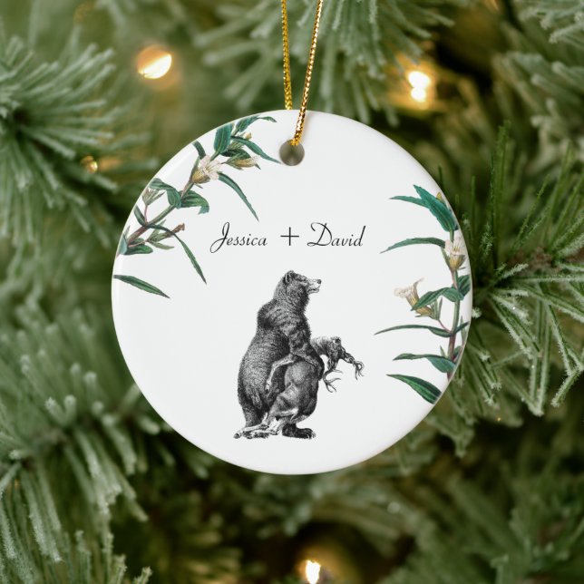 Adorno De Cerámica Navidades de nombres de parejas personalizados caz (Árbol)
