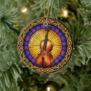 Adorno De Cerámica Navidades de nombres personalizados Cello de vidri