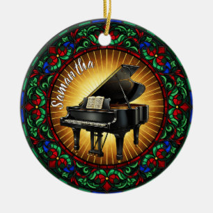 Adorno De Cerámica Navidades de nombres personalizados de piano de cr