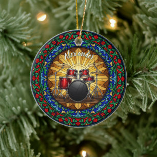 Adorno De Cerámica Navidades de nombres personalizados de tambores de