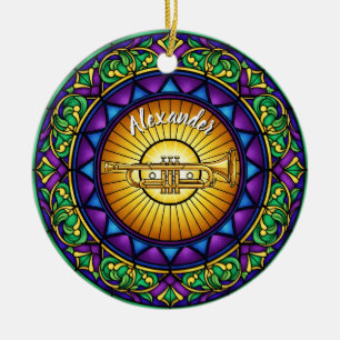 Adorno De Cerámica Navidades de nombres personalizados de trompeta de