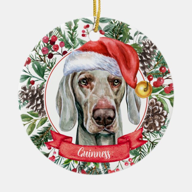 Adorno De Cerámica Navidades de nombres personalizados de Weimaraner  (Frente)