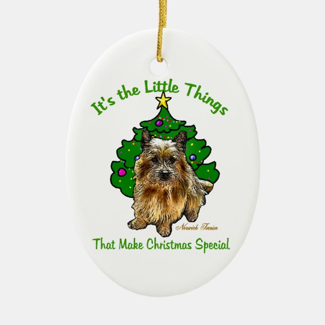 Adorno De Cerámica Navidades de Norwich Terrier Lovers (Frente)
