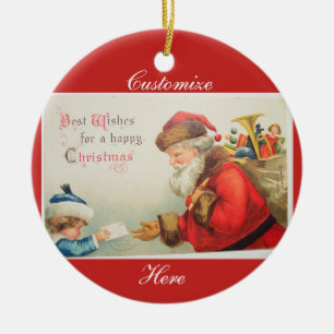 Adorno De Cerámica Navidades de nostalgia de Santa y los niños