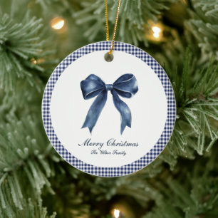 Adorno De Cerámica Navidades de nudos azules tradicionales
