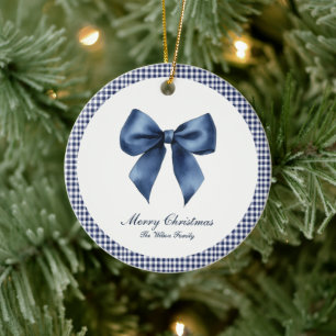 Adorno De Cerámica Navidades de nudos azules tradicionales