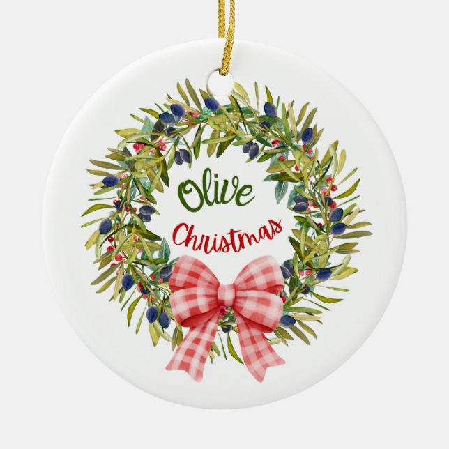 Adorno De Cerámica Navidades de oliva (Frente)