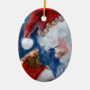 Adorno De Cerámica Navidades de Orangután con Santa