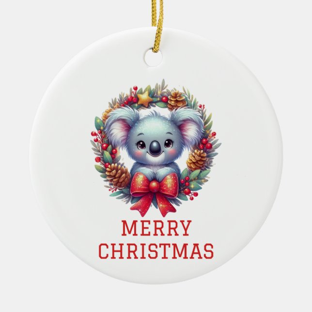 Adorno De Cerámica Navidades de Oso Cute Koala (Frente)