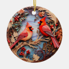 Adorno De Cerámica Navidades de pájaro cardenales rojos personalizado