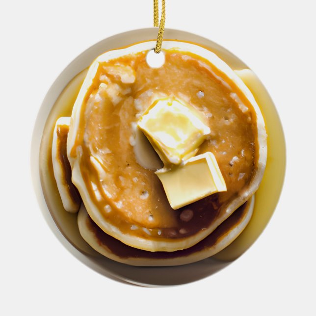 Adorno De Cerámica Navidades de Pancakes Pun con mantequilla (Frente)