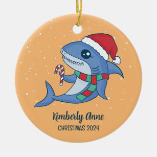 Adorno De Cerámica Navidades de Papá Noel de Tiburón Cute Vacaciones 