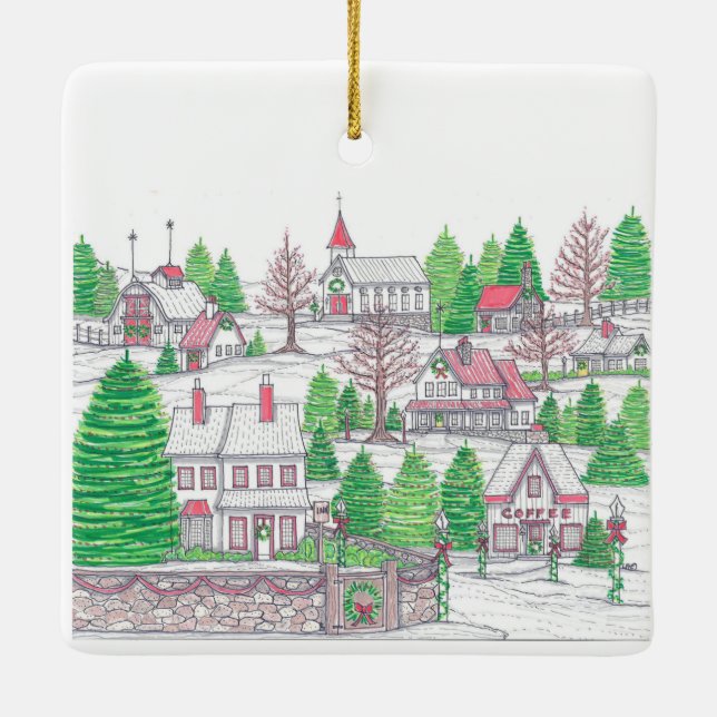 Adorno De Cerámica Navidades de pared de piedra Aldea Ornament (Reverso)