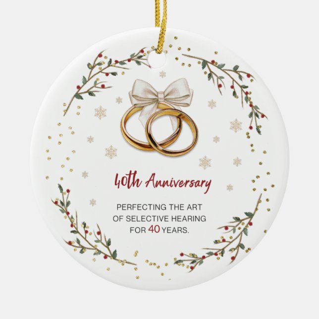Adorno De Cerámica Navidades de parejas de 40 años personalizados (Frente)