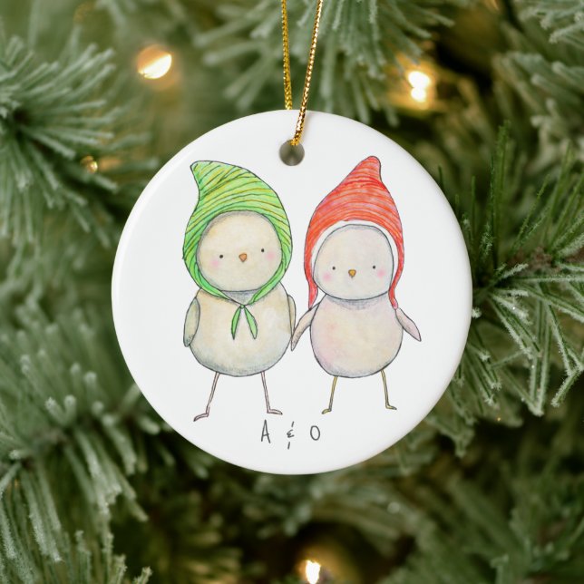 Adorno De Cerámica Navidades de parejas de amigos juntos Personalizad (Árbol)