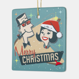 Adorno De Cerámica Navidades de parejas retro vintage de vacaciones d