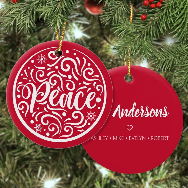 Adorno De Cerámica Navidades de paz familiares personalizados festivi (Subido por el creador)