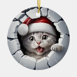 Adorno De Cerámica Navidades de Peek-a-boo Kitten