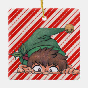 Adorno De Cerámica Navidades de Peeking Elf
