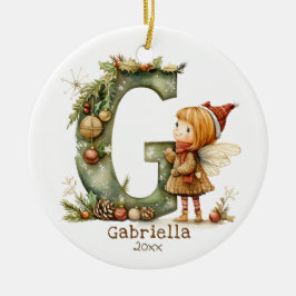 Adorno De Cerámica Navidades de pelo hadas Personalizado inicial "G" 