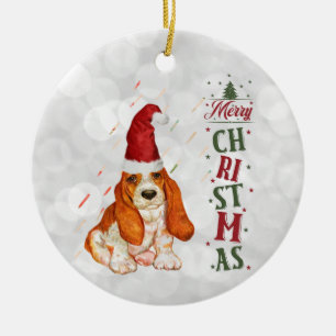 Adorno De Cerámica Navidades de perrito materno de Bassett