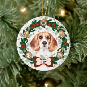 Adorno De Cerámica Navidades de Perro Beagle Cuelgan La Guirnalda De 