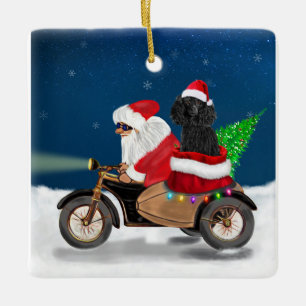 Adorno De Cerámica Navidades de perro canino Santa Claus