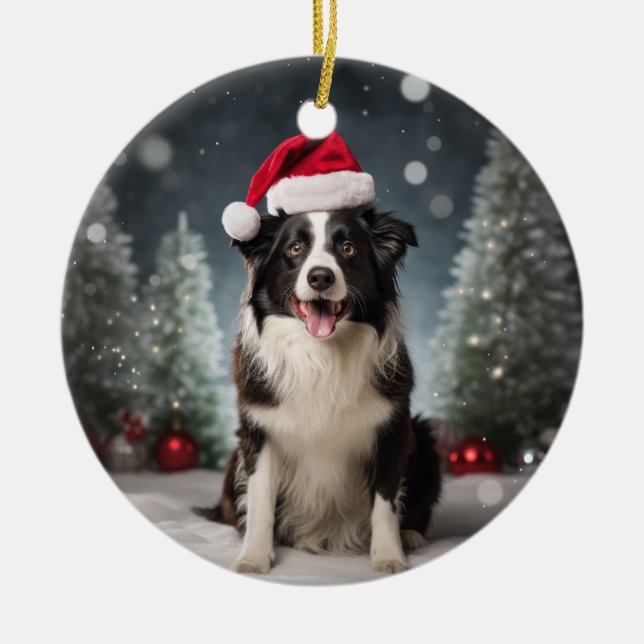 Adorno De Cerámica Navidades de Perro Collie Fronterizo Keepsake (Frente)