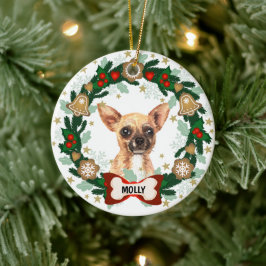 Adorno De Cerámica Navidades de perro de Chihuahua cortan coraje de g