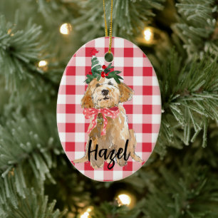Adorno De Cerámica Navidades de perro de Golden Doodle
