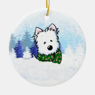 Adorno De Cerámica Navidades de perro de KiniArt Westie