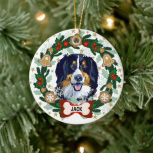 Adorno De Cerámica Navidades de Perro de Montaña de Bernese