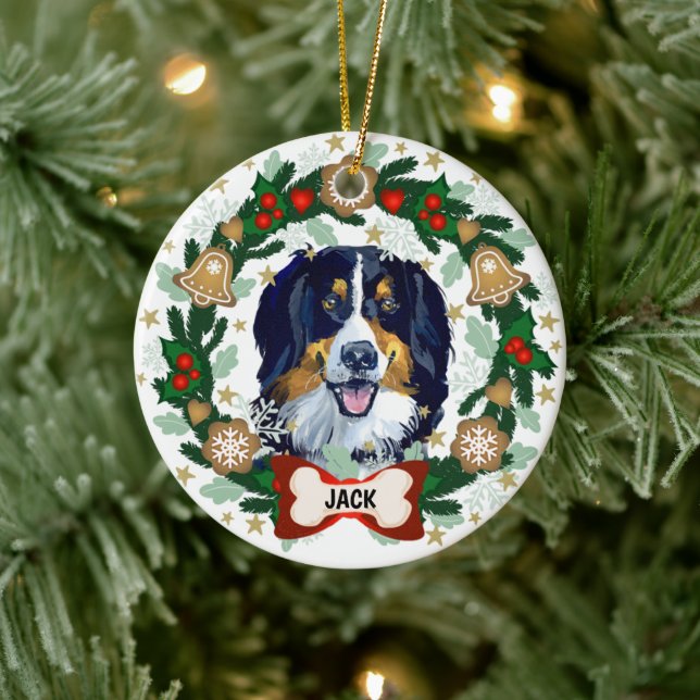Adorno De Cerámica Navidades de Perro de Montaña de Bernese (Árbol)