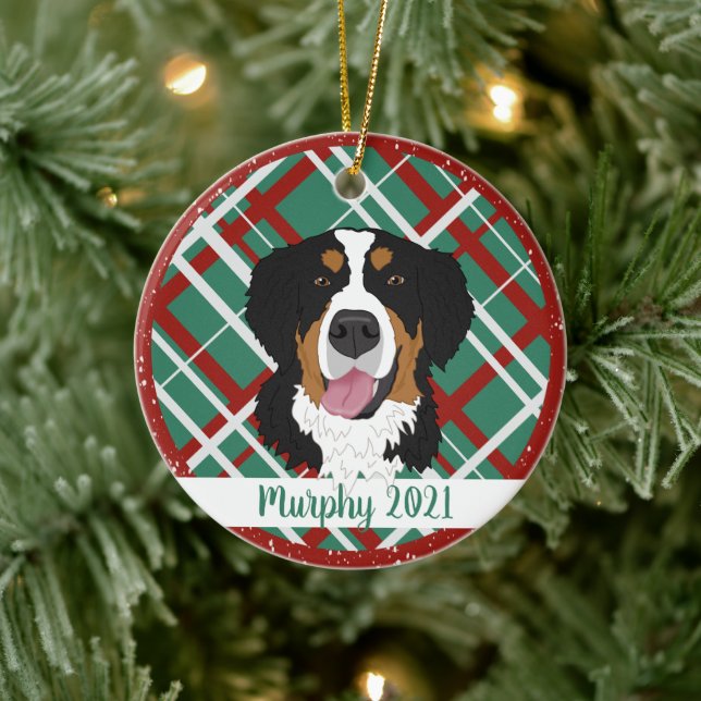 Adorno De Cerámica Navidades de Perro de Montaña de Bernese (Árbol)