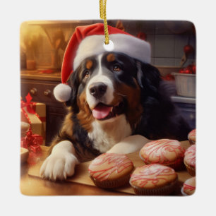 Adorno De Cerámica Navidades de Perro de Montaña de Bernese en vacaci
