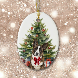 Adorno De Cerámica Navidades de perro de Red Bow Cardigan Welsh Corgi