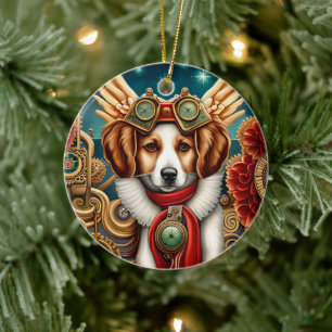 Adorno De Cerámica Navidades de perro de Steampunk