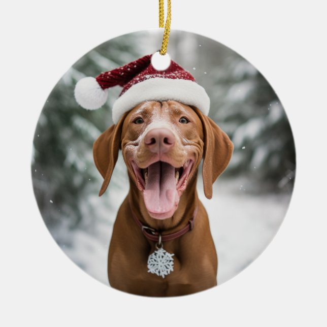 Adorno De Cerámica Navidades de perro de Vizsla Keepsake (Frente)